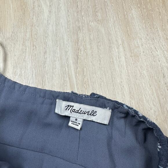 Madewell Indigo Blue Tie Back Button Front Archival Floral Print Midi Dress 8 - Picture 14 of 16